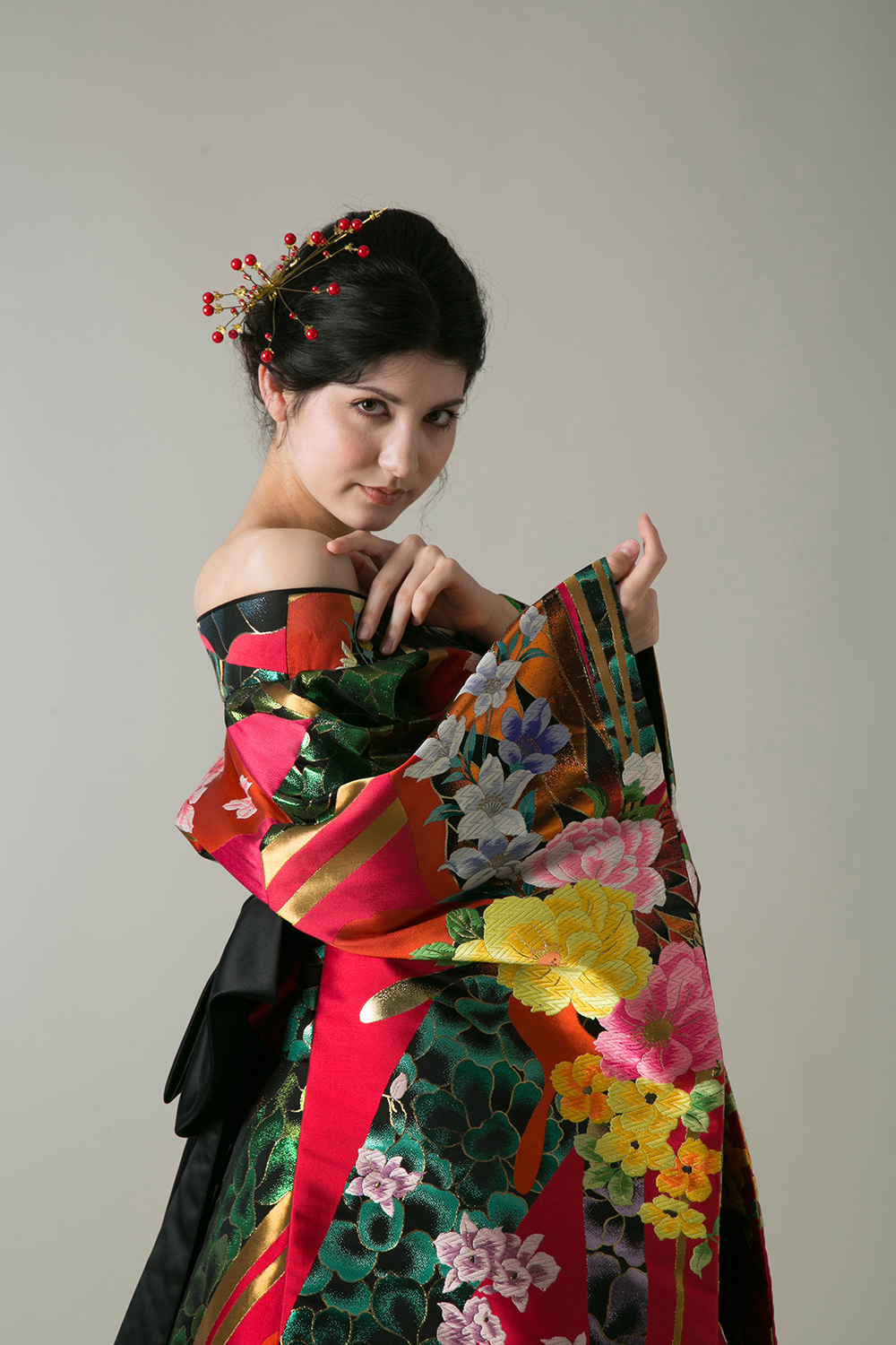 和ドレス　着物ドレス 花魁 レイコ・森オートクチュールドレスサロン